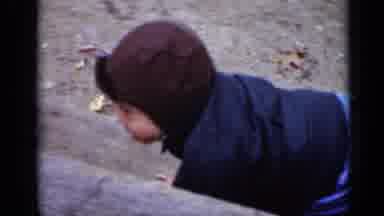 New York (1950): Happy Little Kid Playing Outside During The Cold Winter Months