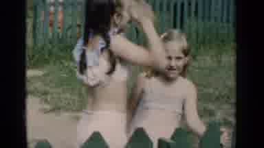 New York (1951): Young Lady Shows Excitement Then Hides Behind Little Girl As Boy