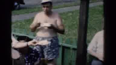 New York (1951): People Crowd Around The Table To Grab A Plate Of Food At The Pool