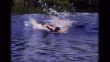 New York (1951): Color Footage Of A Single Man Swimming In Still Waters