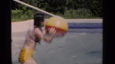 New York (1951): Two Young Children Play With Colorful Inflatable Ball In Pool