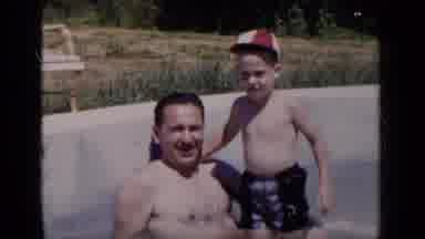 New York (1951): Home Video Taken On Film Of A Family In Backyard Pool