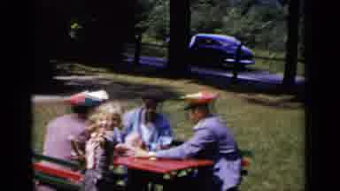 New York (1951): People In Hats Sit At Table With Little Girl Then Man With