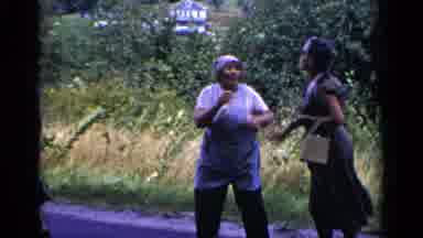 New York (1951): Two Old Women Play Fight And Argue As They Cross The Road