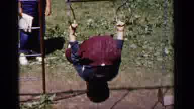 New York (1951): Small Boy Does Flip On The Playground Monkey Bars On A Beautiful
