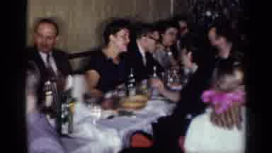 New York (1954): Group Of Men And Women Sitting At A Dinner Table In Nice Clothes
