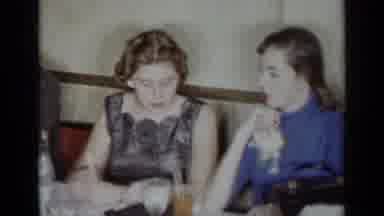 New York (1954): People Dining Table Talking Chatting Dresses Suits Hair Nice