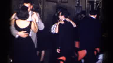 New York (1954): Many Couples Dancing At Christmas Party Decorated Christmas Tree
