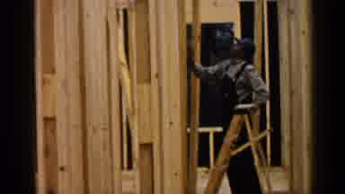 Birmingham Alabama (1957): Crew Of Carpenters Framing Up A Building Or Home With