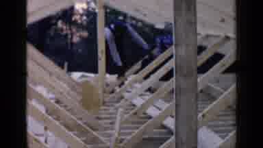 Birmingham Alabama (1957): Two Men Working On The Frame Of A House Roof
