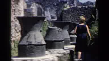 Rome Italy (1960): A Woman Walks Through The Ruins Of A Old Building Left In Ruins