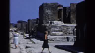 ROME ITALY-1960: People Walking Around Ruins Of Ancient Pompeii