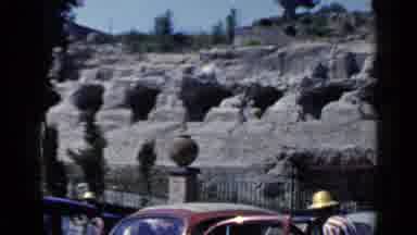 Rome Italy (1960): Tourists Cars Vintage Beetle Ancient Ruins Sightseeing Bricks