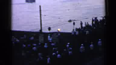 Rome Italy (1960): Olympic Torch Relay Carried By Runner In Front Of Crowds;