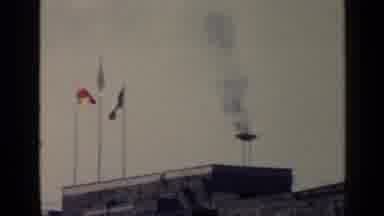 Rome Italy (1960): Fire Burning Adjacent Three Flags On Top Of Wall