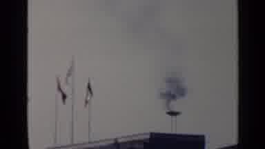 Rome Italy (1960): Boat Pier In The Sea A Building With Three Flags Raised And A