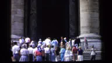 Vatican Italy (1960): People Walking Into The Church For Service The Center Tower