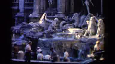 Vatican Italy (1960): Men And Woman Gather Around A Statue With Fountains Of Water