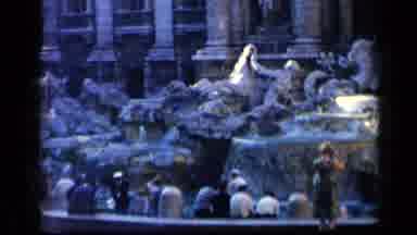 Vatican Italy (1960): Trevi Fountain In Italy And People On The Edge Taking