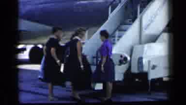 Vatican Italy (1960): Women Walk In Plane Holding Luggage Smiling Too Flight