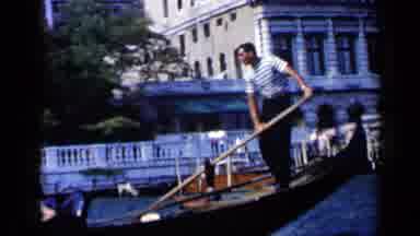Venice Italy (1960): People Riding In Gondola On Grand Canal On A Bright Sunny Day