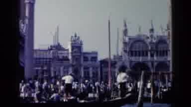 Venice Italy (1960): People Riding In Gondolas On Grand Canal On A Bright Sunny