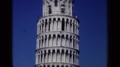 Venice Italy (1960): View Of Leaning Tower Of Pisa Against Blue Sky On A Bright