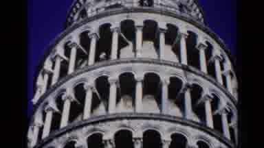 Venice Italy (1960): Tall Tower Building With People Walking Along Multiple