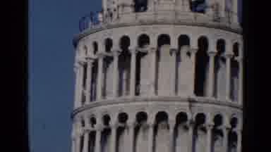 Venice Italy (1960): View Of Leaning Tower Of Pisa Against Blue Sky On A Bright