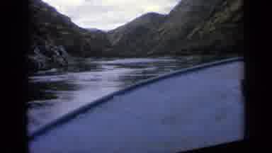 Idaho USA (1963): View Of Mountains And Calm River On A Cloudy Day