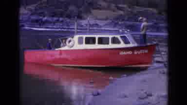 Washington USA (1963): Four Men Standing On Bright Red Fishing Boat Docked On