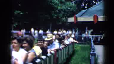Chicago Illinois (1957): People Riding Train At Amusement Park