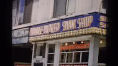 Chicago Illinois (1957): Double Burger Snak Shop Old Fast Food Neon Marquee