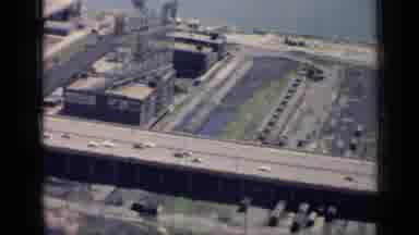 Chicago Illinois (1958): Cars On Road Moving Left To Right Over Bridge Spanning