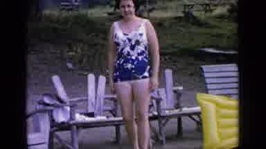 Greenwood Lake New York (1964): Lady In Blue Smiles And Looks Down And Cautiously