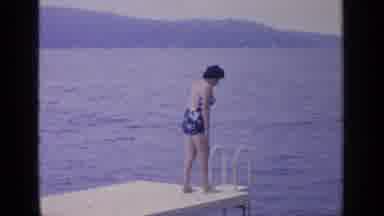 Greenwood Lake New York (1964): Mature Woman In A One Piece Swim Suit On A Lake