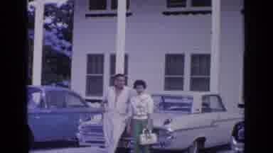 Greenwood Lake New York (1964): Couple Stands By White Car Parked By White