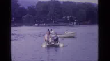 Greenwood Lake New York (1964): Father And Son Peddle The Paddle Boat Together Nad