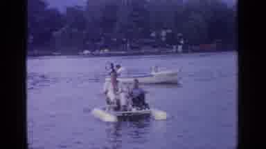 Greenwood Lake New York (1964): Dad And Son Work Their Legs On Paddle Boat In