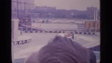 Flushing Meadows New York (1964): People Are Watching A Show Of Ski Jumpers Being