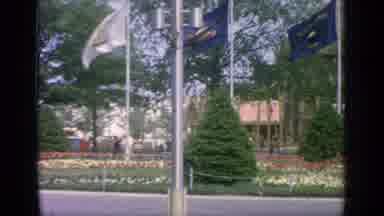 Flushing Meadows New York (1964): Three Blue Flags Fly Amongst Whiteyellow And