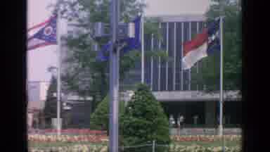 Flushing Meadows New York (1964): People Walking In Front Of The Jandim With Flags