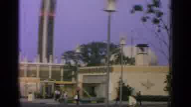 Flushing Meadows New York (1964): Buildings Flying American Flag Pan Left To Right