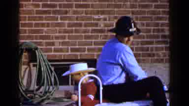 Long Island New York (1965): Man Wearing Blue Shirts Gives Ride To Child In Red