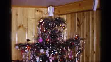 Long Island New York (1965): Tall Colorful Decorated Christmas Tree With Silver