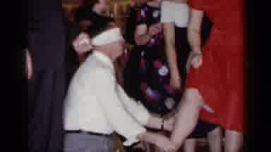 Mineola New York (1966): Party With Man Playing Game With Woman While Blindfolded