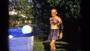 Mineola New York (1966): Men Play Horseshoe Near Pool