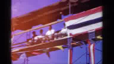 Mineola New York (1966): Bright Red Antique Fire Engine Races By As The Crowd