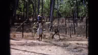 India (1970): A Girl Carries A Basket On Her Head With Clothes Through The Forest