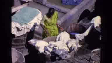 India (1970): Laborers Picking And Washing Clothes In Concrete Pits At Local Ghat